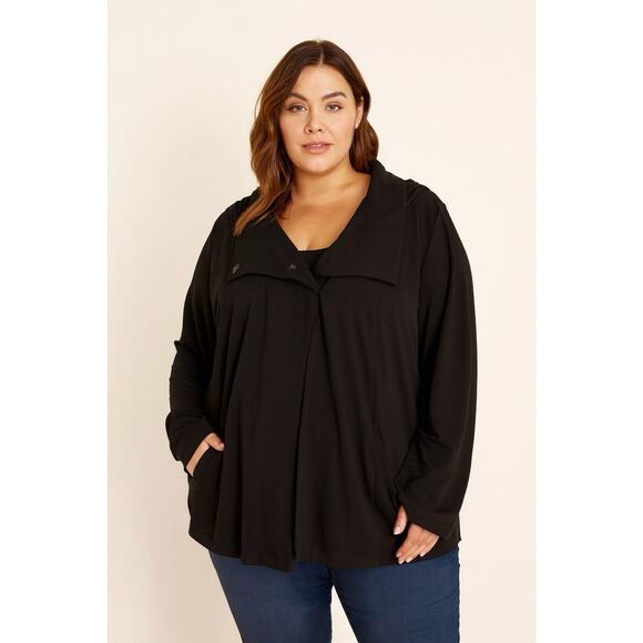 Eileen Fisher High Collar Jacket Size 2X Black Organic Cotton Classic Mature NWT - Picture 6 of 16